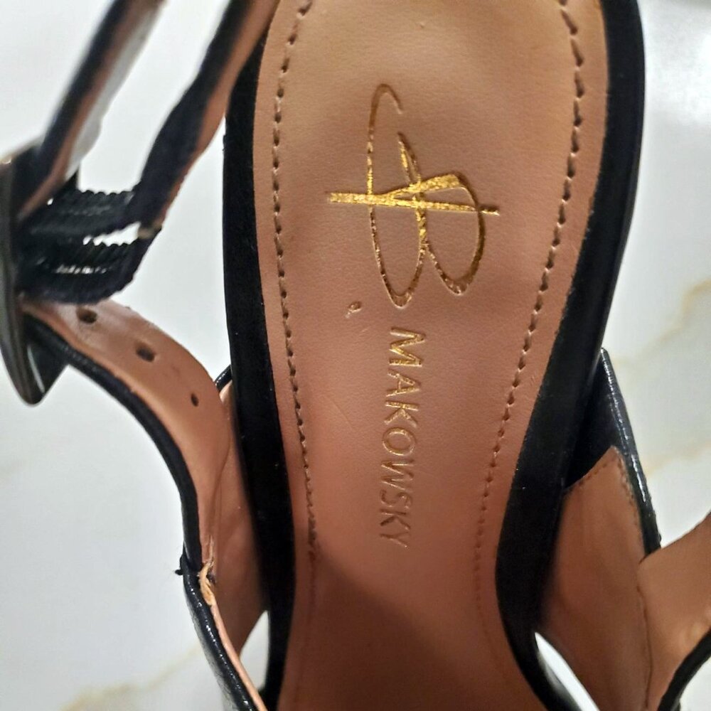 B. MAKOWSKY Nicole Leather Gladiator Strappy Heels Sandals Black Sz 8 EUC - Picture 8 of 8